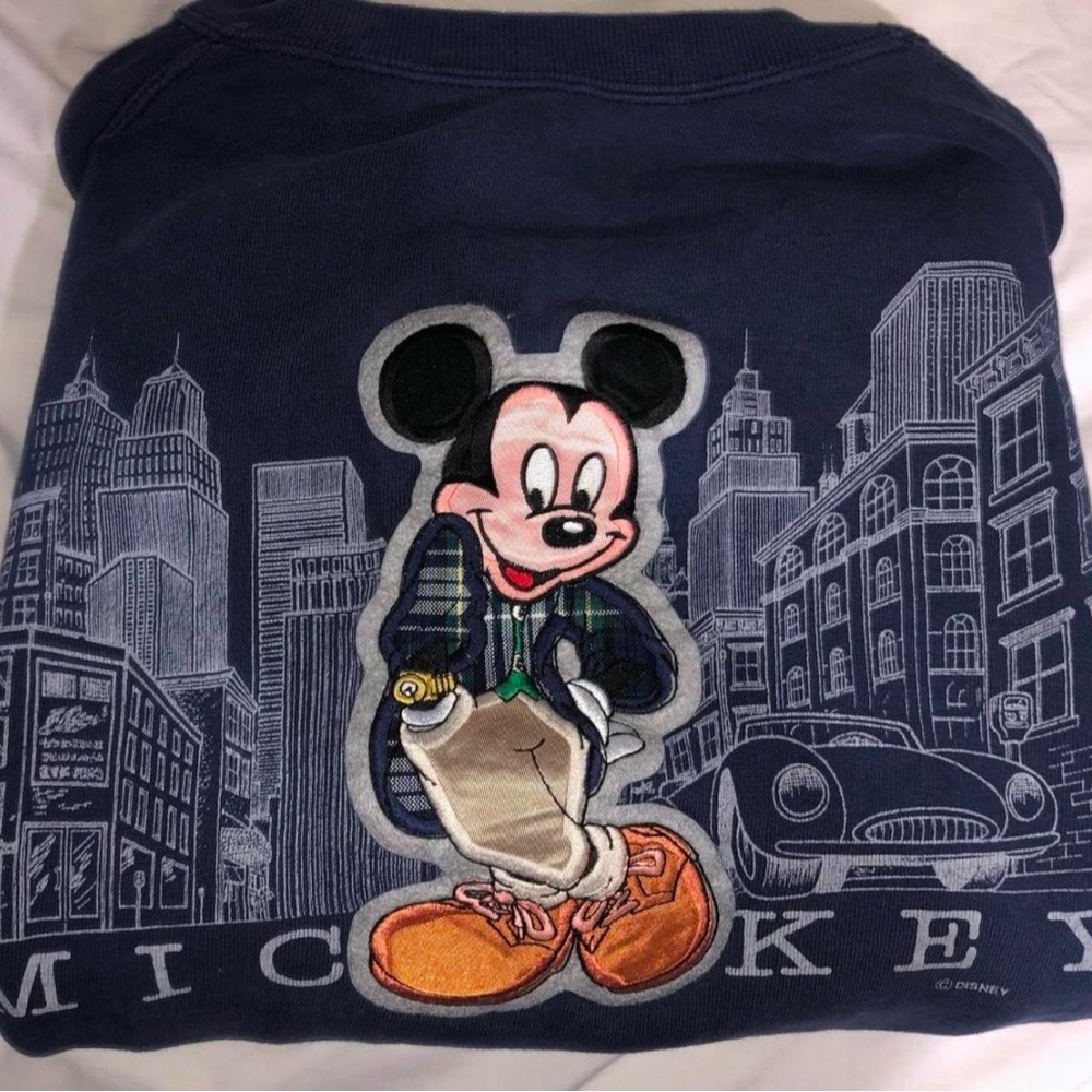 Disney Blue Crewneck Sweater with Cartoon Character Print